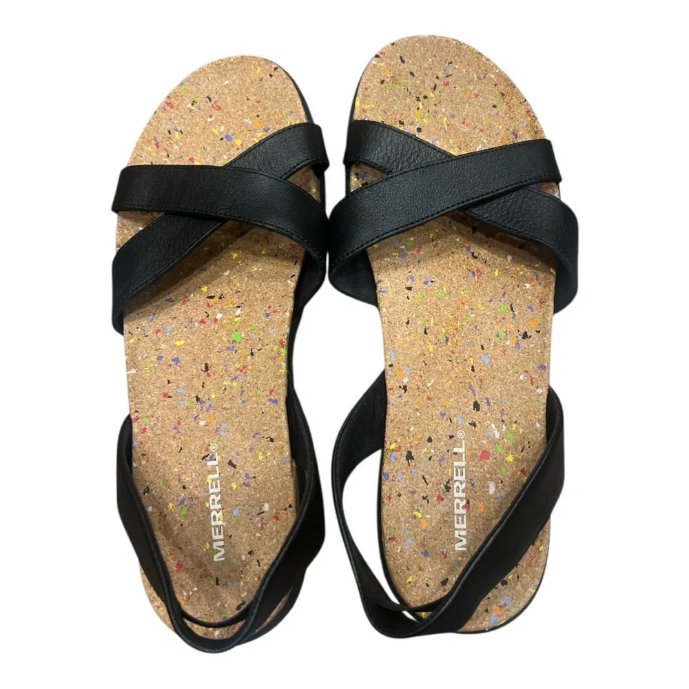 Merrell Napa Valley Sling women's sandal in black with a cork sole. New